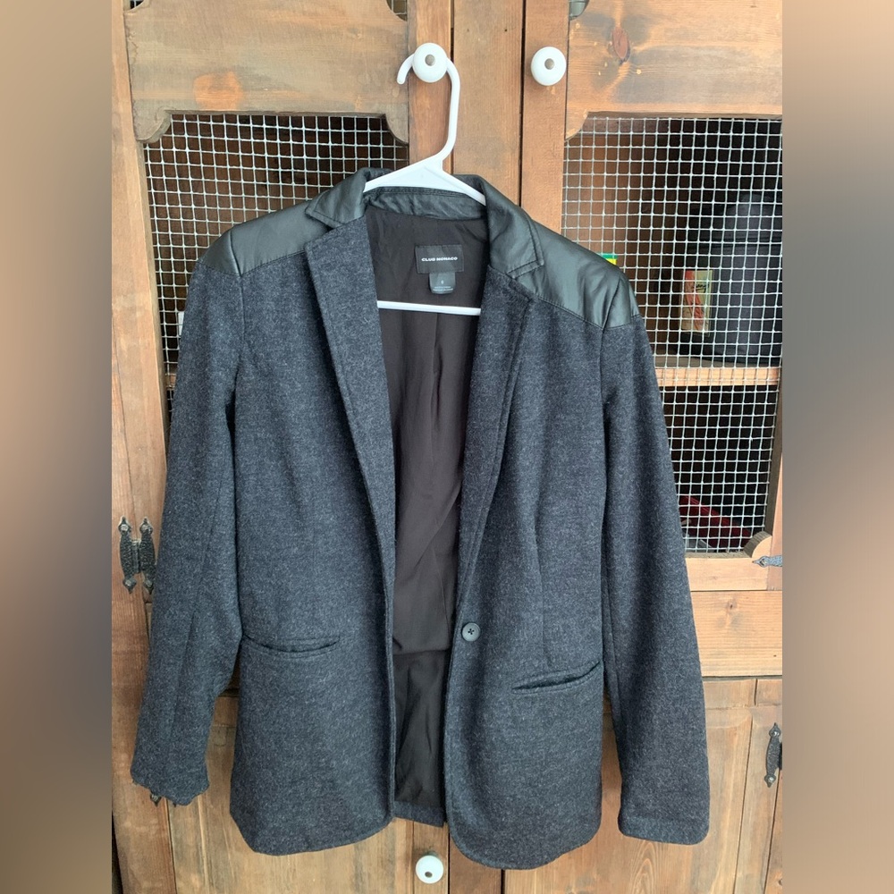 Club Monaco wool leather blazer